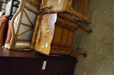 Lot 329 - Walnut three drawer bedside cabinet