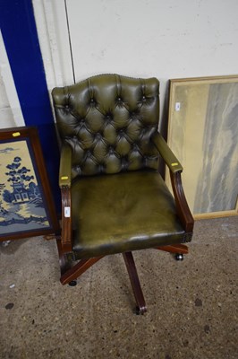 Lot 350 - Green leather office chair