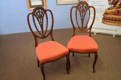 Lot 277 - Pair of Edwardian mahogany framed side chairs...