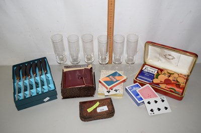 Lot 528 - Mixed lot- playing cards, cased cutlery,...