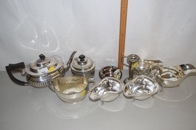 Lot 562 - Group of silver plated teawares, gravy boats etc
