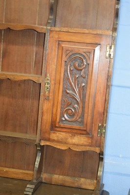 Lot 322 - Late 19th century oak dresser, the top section...