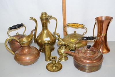 Lot 629 - Collection various copper and brass wares to...