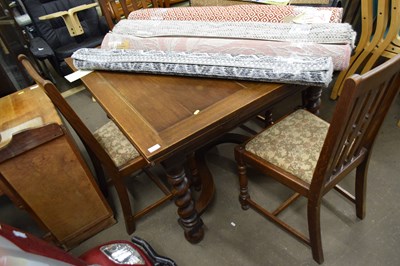 Lot 762 - Oak drawleaf dining table and four chairs (5)