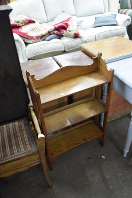 Lot 809 - Small edwardian oak three tier shelf