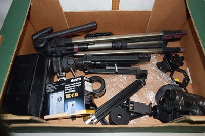 Lot 21 - Box various camera tripods and accessories