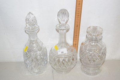 Lot 22 - Three cut glass decanters