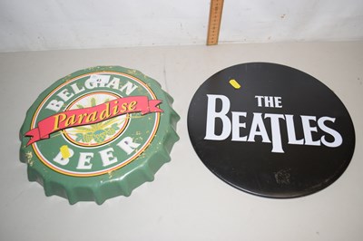 Lot 43 - Two metal advertising signs, Belgian beer and...