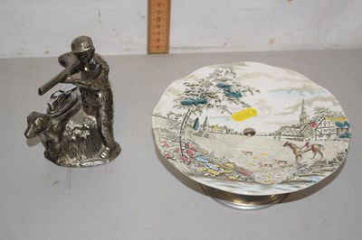 Lot 112 - Village green cake plate and a novelty...