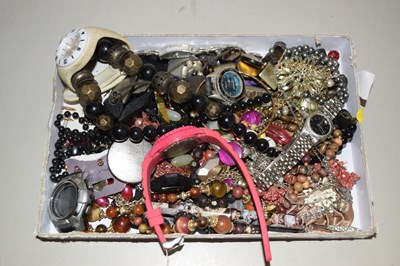Lot 123 - Box of assorted costume jewellery and watches