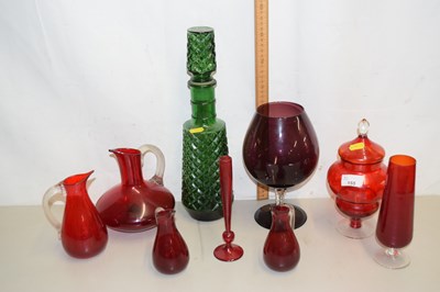 Lot 155 - Mixed various ruby and green glass wares