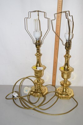 Lot 169 - Pair of brass table lamps