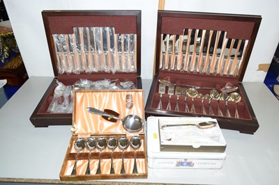 Lot 185 - Two canteens of silver plated cutlery and...