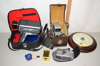 Lot 202 - Modern wall barometer and assorted cameras to...