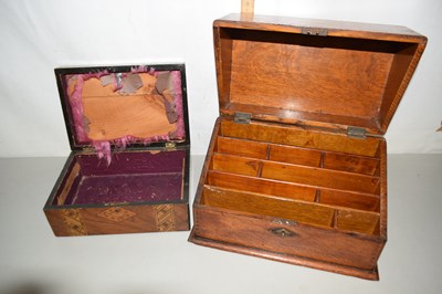 Lot 214 - Early 20th century oak stationary box and a...