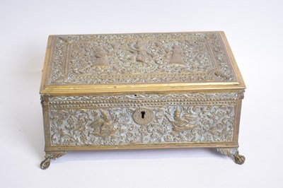 Lot 411 - Unusual Indian pressed brass casket with...