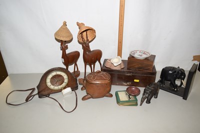 Lot 501 - Various animal ornaments, wooden boxes, mantel...