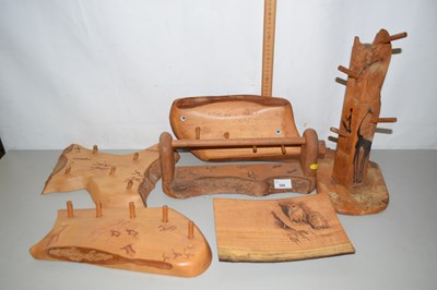Lot 508 - Qty various wood teak racks, mug tree etc
