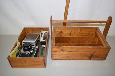 Lot 542 - Vintage wooden toolbox and various contents