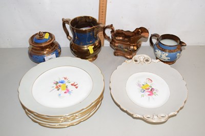 Lot 557 - Copper lustre finish part teaset together with...