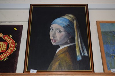 Lot 228 - Reproduction oil on board study of a girl with...