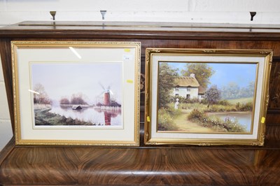 Lot 238 - Modern oil on canvas study, Country Cottage,...