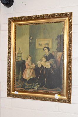 Lot 253 - Reproduction print on canvas, mother with...