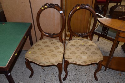 Lot 272 - Pair Victorian balloon back dining chairs