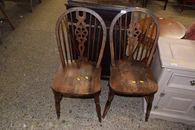 Lot 282 - Pair of stick back kitchen chairs