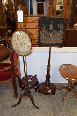 Lot 292 - Pole screen on tripod base fitted with an oval...