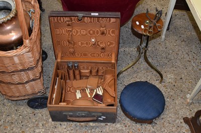 Lot 321 - Vintage vanity case, small foot stool, brass...