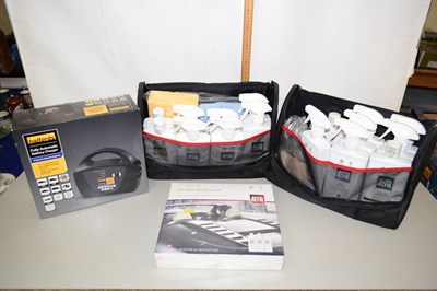 Lot 599 - Two cases of car cleaning products car battery...