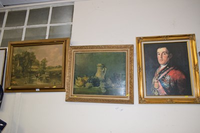 Lot 705 - Coloured print after Constable together with a...