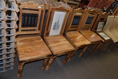 Lot 737 - Set of five indian hardwood dining chairs