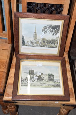 Lot 739 - Two coloured prints of churches