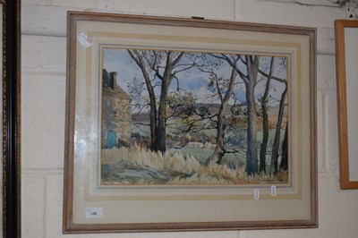 Lot 826 - Cottages and woodland by N C Sheath watercolour