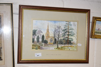 Lot 847 - Church of St Peter & St Paul Preston watercolour