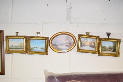 Lot 850 - Five small gilt framed landscapes