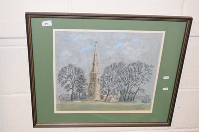 Lot 854 - Pastal study of a church by Peter Chamberlain