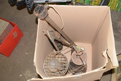 Lot 877 - Tilly lamp, miners lamp and angle poise lamp