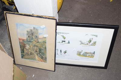 Lot 878 - Water colour and a print