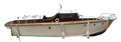 Lot 421 - A large wooden model fishing boat in case...