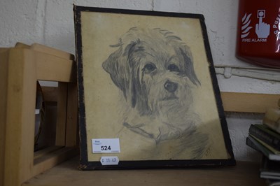 Lot 524 - FRAMED PENCIL DRAWING OF A TERRIER