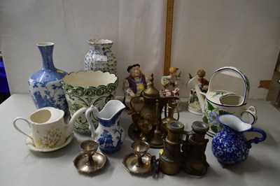 Lot 21 - Mixed various assorted vases, figurines, brass...