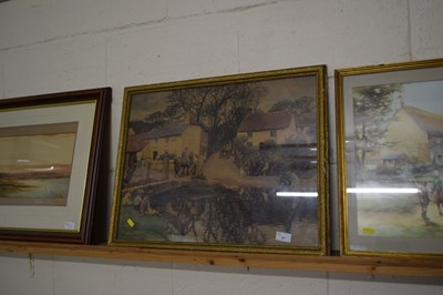 Lot 27 - Coloured print- village river scene