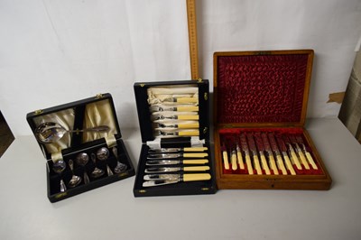 Lot 63 - Three cases of cutlery to include simulated...