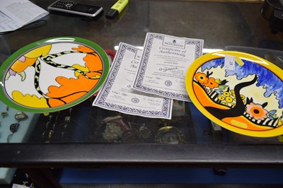 Lot 67 - Two reproduction Wedgewood Clarice Cliff plates