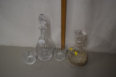 Lot 102 - Two cut glass decanters and a pair of tumblers