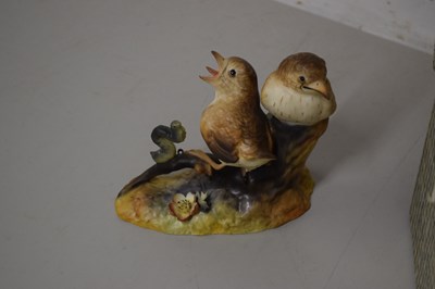 Lot 110 - Crown derby model of thrush chicks (cracked)