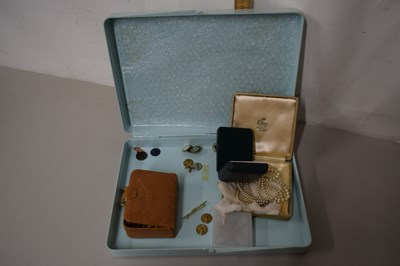 Lot 111 - Box various gold badges, costume jewellery etc